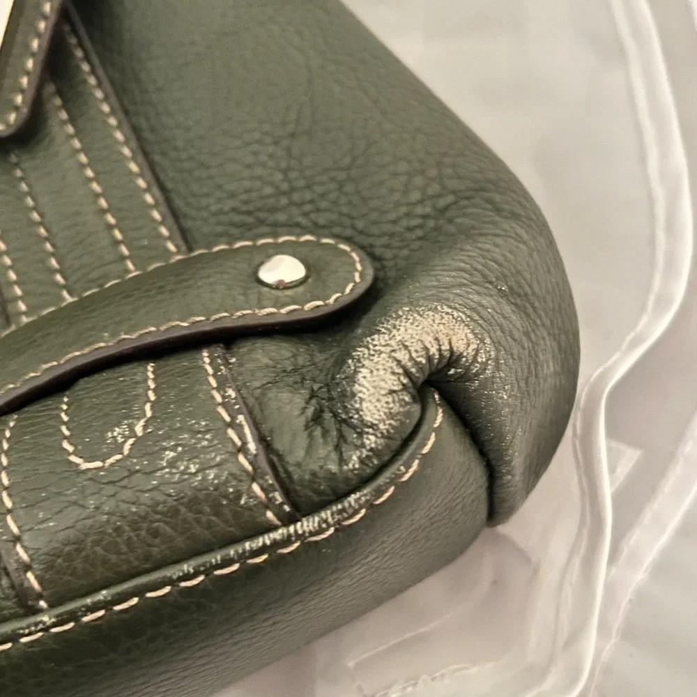 Tignanello Olive Green Leather Shoulder Bag